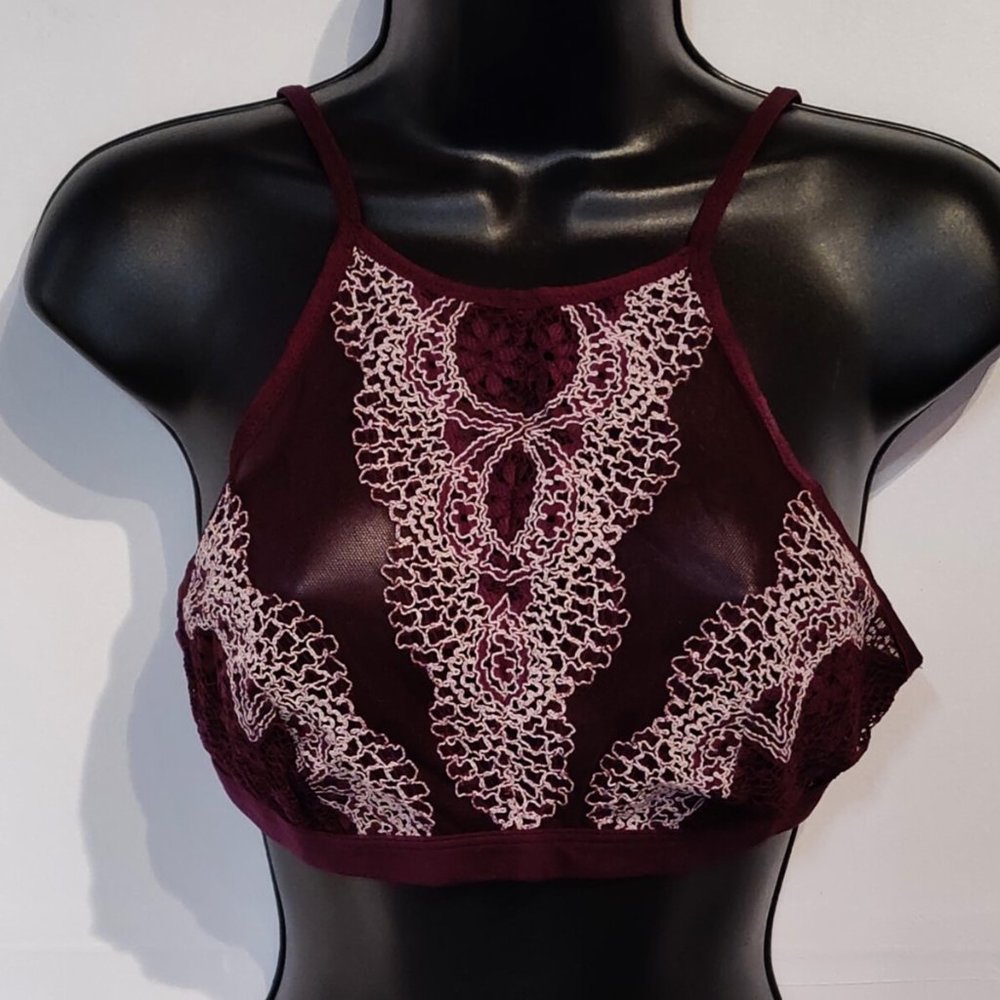 Victoria's Secret Festival Burgundy Lace Halter Bralette